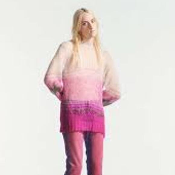 MARC JACOBS HEAVEN Pink OMbre Faded Hairy Sweater loose knit mohair sweater XL - Picture 1 of 9